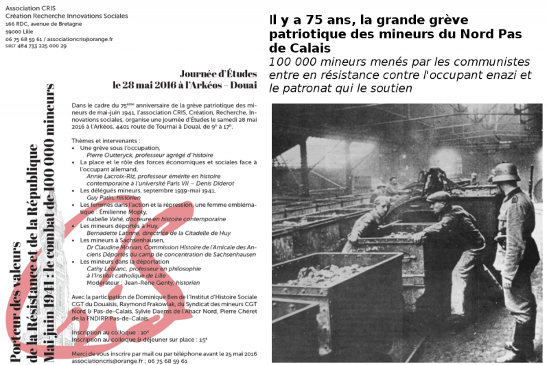 La grève c&rsquo;est la liberté – 75e anniversaire de la Grande Grève patriotique des mineurs du Nord – Journée d&rsquo;étude le 28 mai à Douai