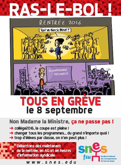 Rentrée scolaire , rentrée en résistance : contre la casse de l&rsquo;Education Nationale la mobilisation des profs.