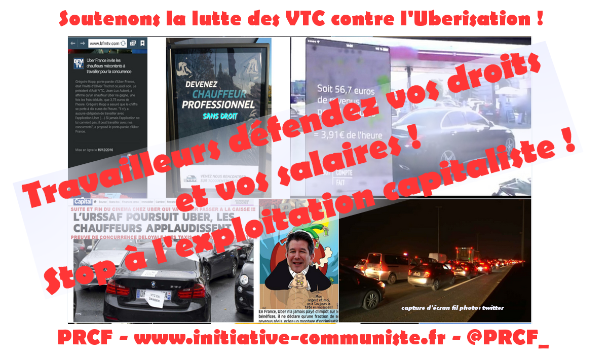 Uberisation : le PRCF soutient la lutte de classe historique des chauffeurs VTC ! #uber #VTC
