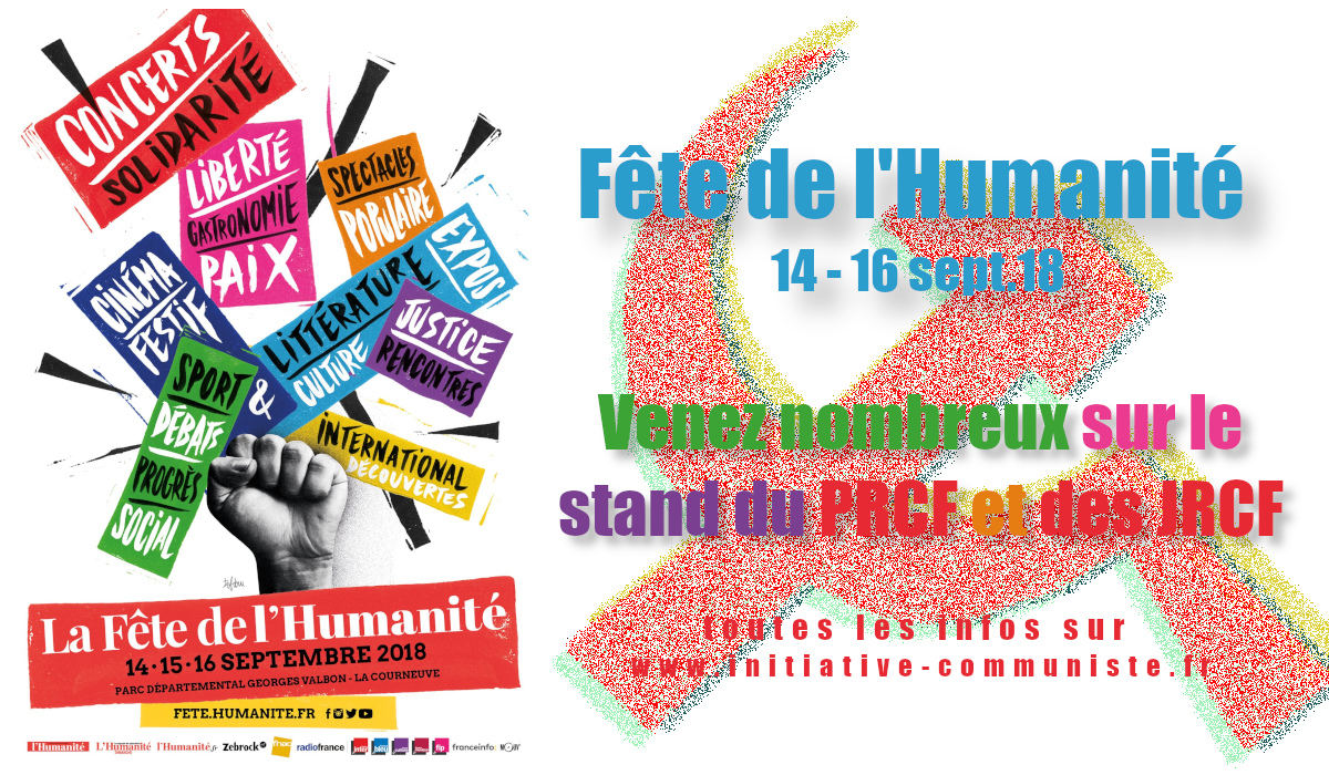 Fête de l&rsquo;HUMA 2018 : Débats politiques organisés par le PRCF