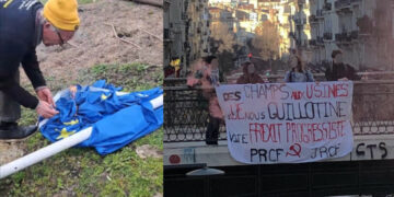 « Des champs aux usines, l&rsquo;UE nous guillotine, vite Frexit progressiste »- le PRCF solidaire des paysans en lutte