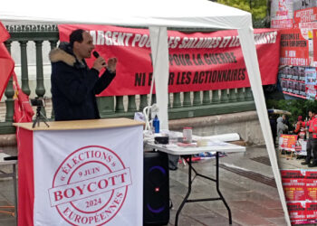 La campagne pour le boycott de l&rsquo;élection européenne bat son plein : manifestation à Paris, tractage et affichage dans toute la France.