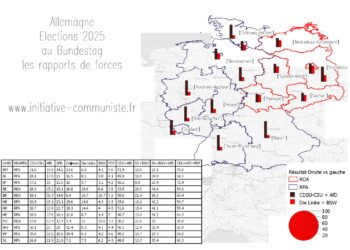Élections en Allemagne : euro-extrême droitisation guerrière à l&rsquo;Ouest mais levée populaire pour la paix et contre le fascisme à l&rsquo;Est et dans les villes ouvrières. Les #cartes.