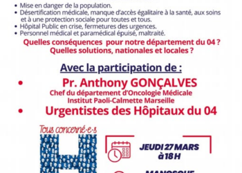 Urgence santé 04 lance l&rsquo;alerte aux populations et aux élus et invite à l&rsquo;action à Manosque