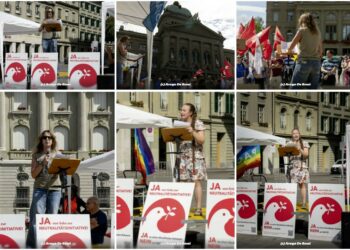 Pour la paix, oui à la neutralité : les Suisses mobilisés avec le parti communiste pour se protéger contre la guerre, face à l&rsquo;OTAN