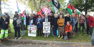 En action pour la fin du génocide à Gaza, contre les crimes de l&rsquo;impérialisme qui détruisent la Palestine.